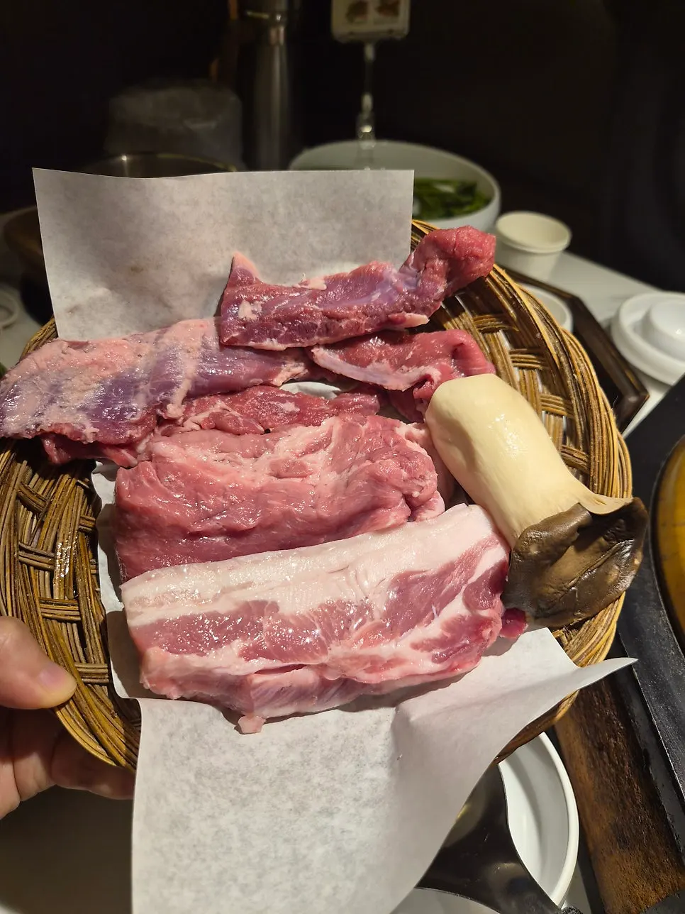 Raw aged Korean pork ordered one serving of each