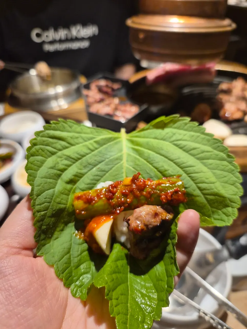 Pork neck served with wasabi and shiitake mushroom jang