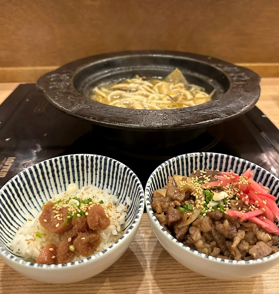 A bowl of gyudon topped with beef