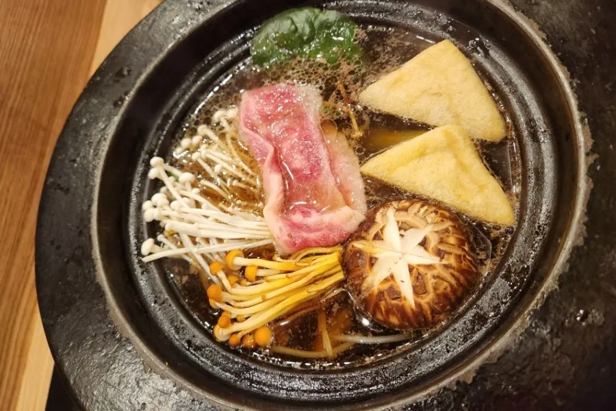 Shabu-shabu table setting at Hana Shabu Shabu Junggye Main Branch