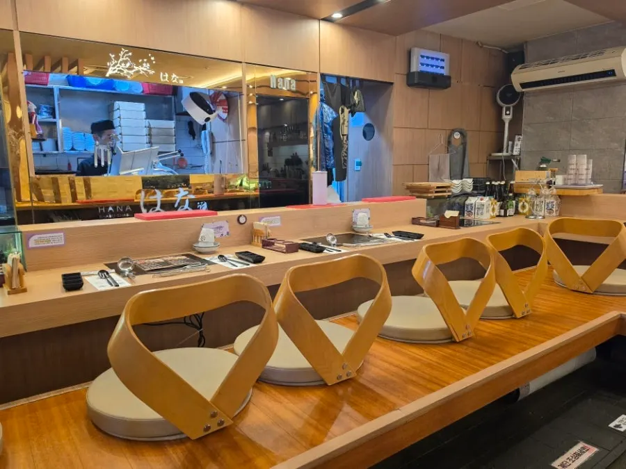 Interior of Hana Shabu Shabu styled like an upscale Japanese restaurant