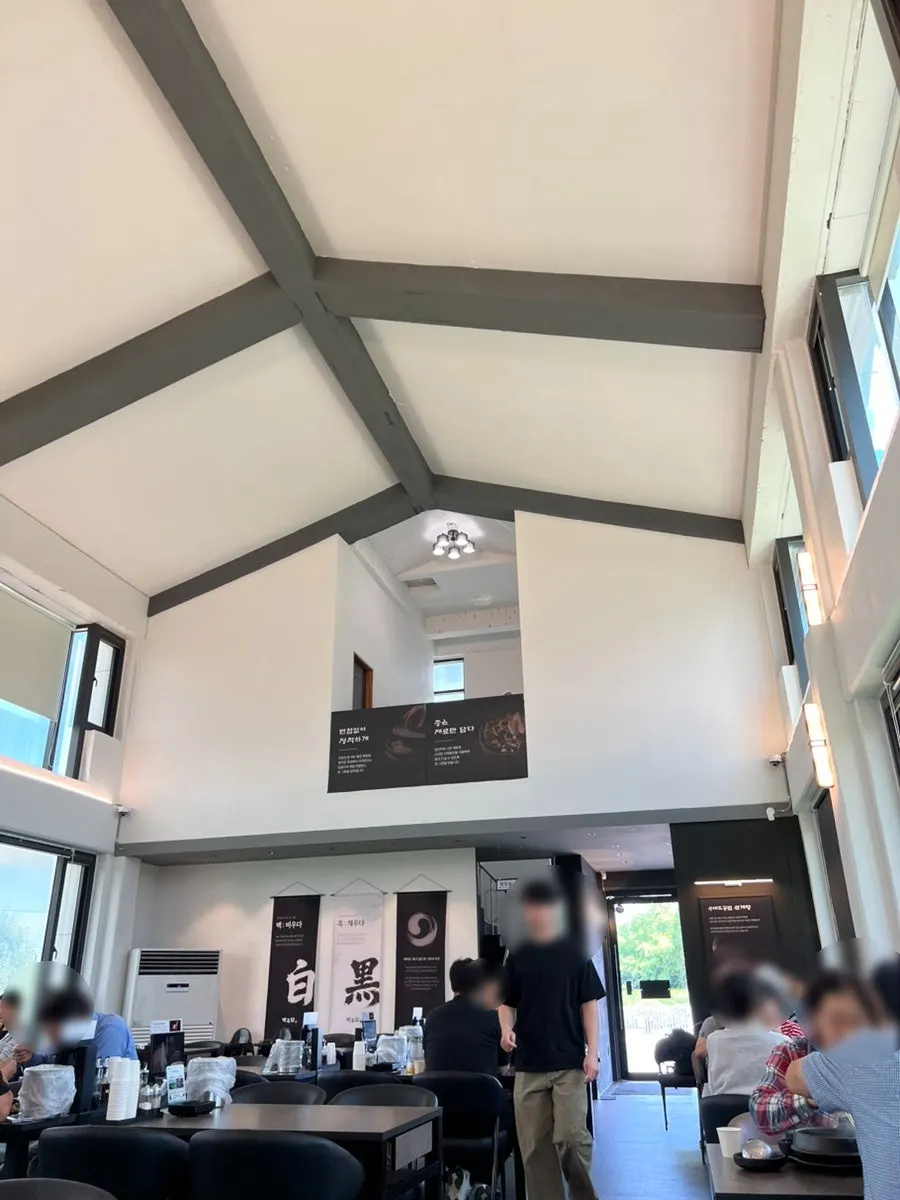 High-ceilinged interior of Baekheukdam