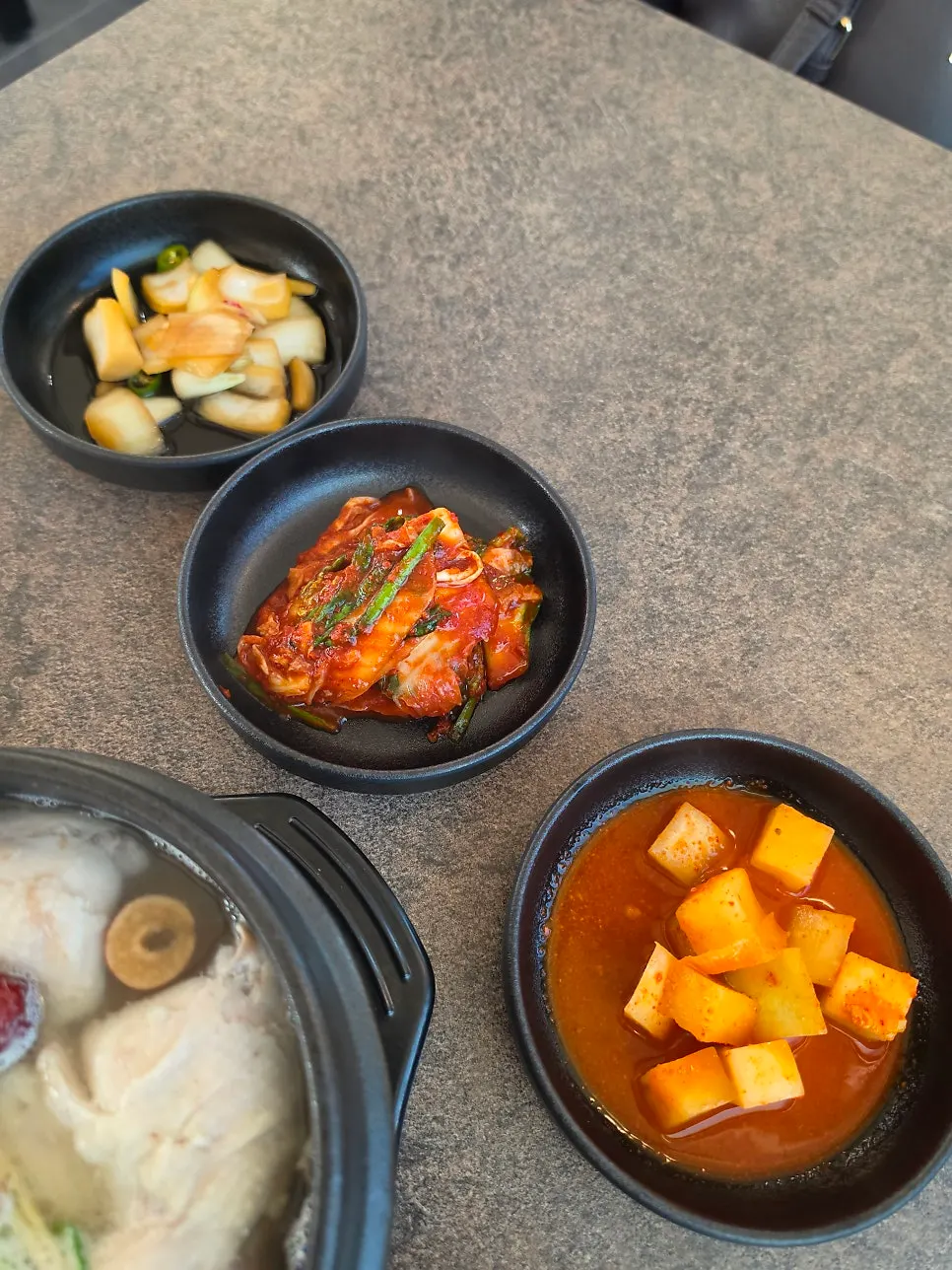 Pickles and glutinous rice side dish spread