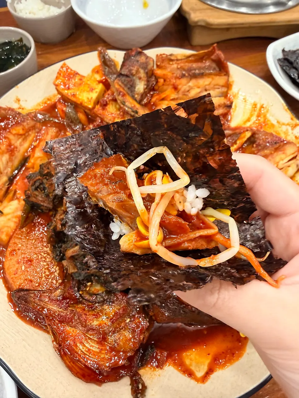 A full braised pollock meal with pot rice