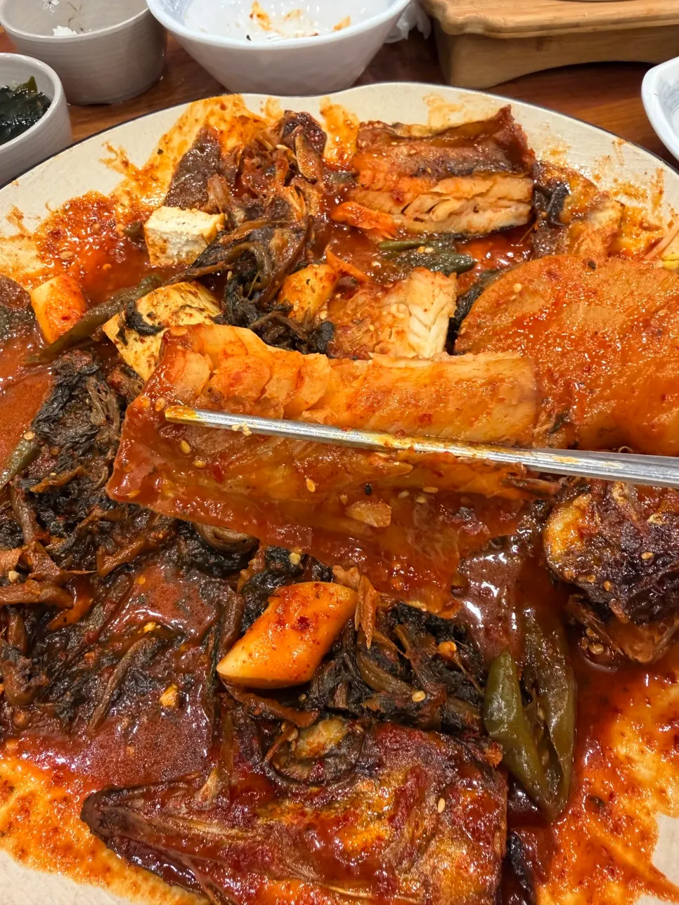 Braised pollock with an extra serving of siraegi