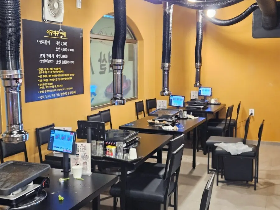 Indoor griddle hall tables at Ikkjujeokku