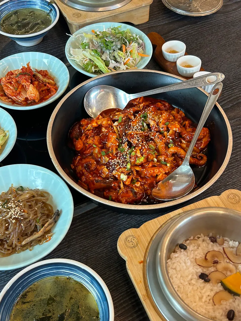 Pot rice prepared for scorched-rice tea