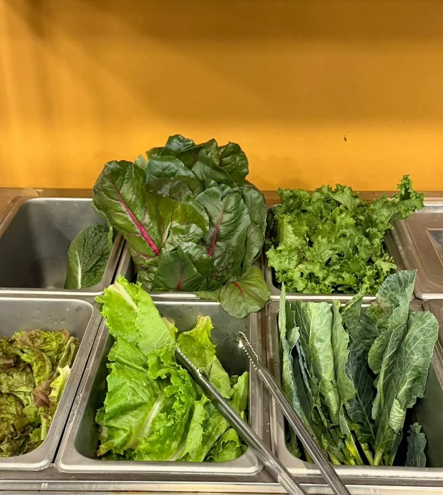 Selection of fresh ssam vegetables at the self-serve bar