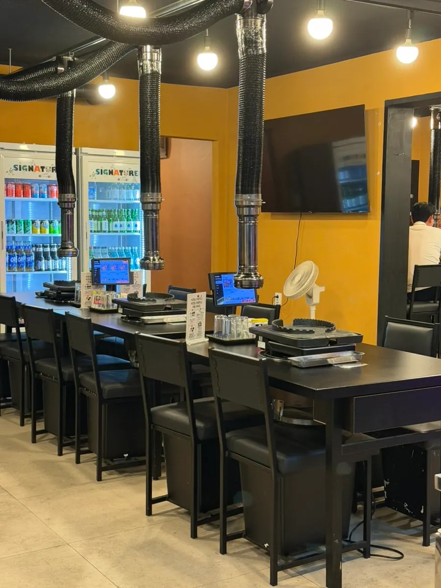 Spacious interior dining area at the barbecue restaurant