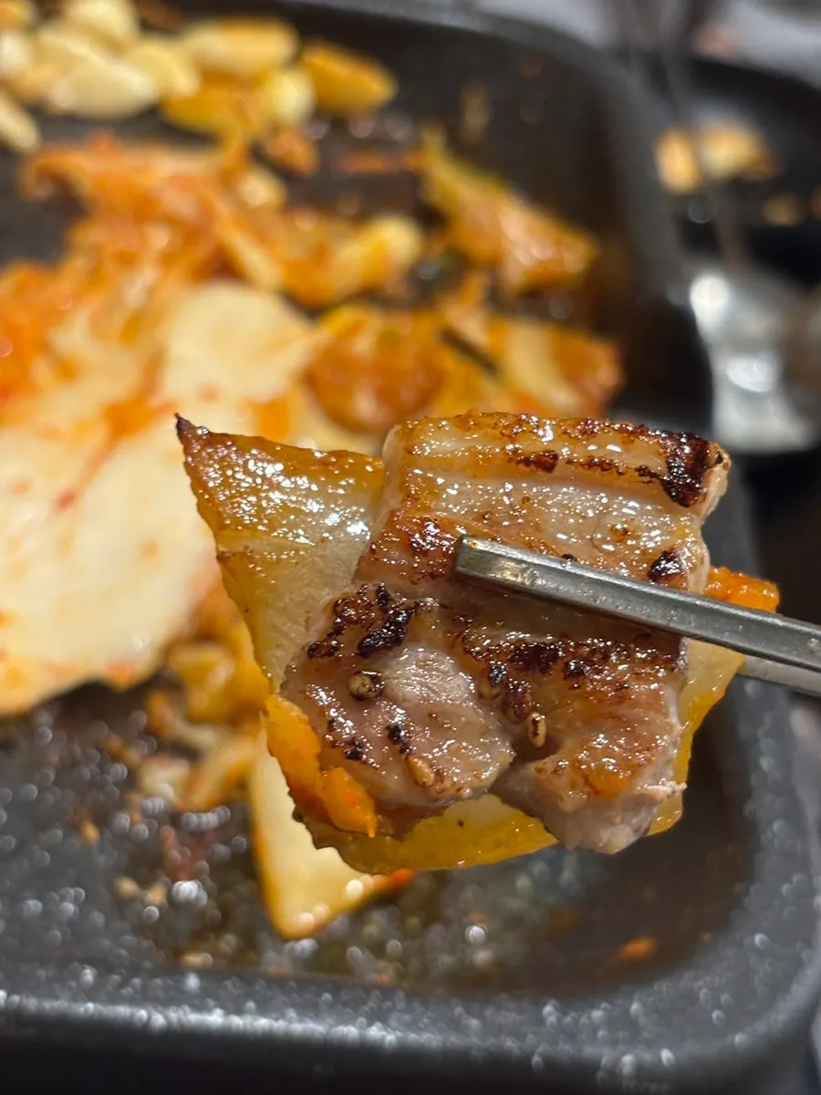 Grilled garlic paired with the meat