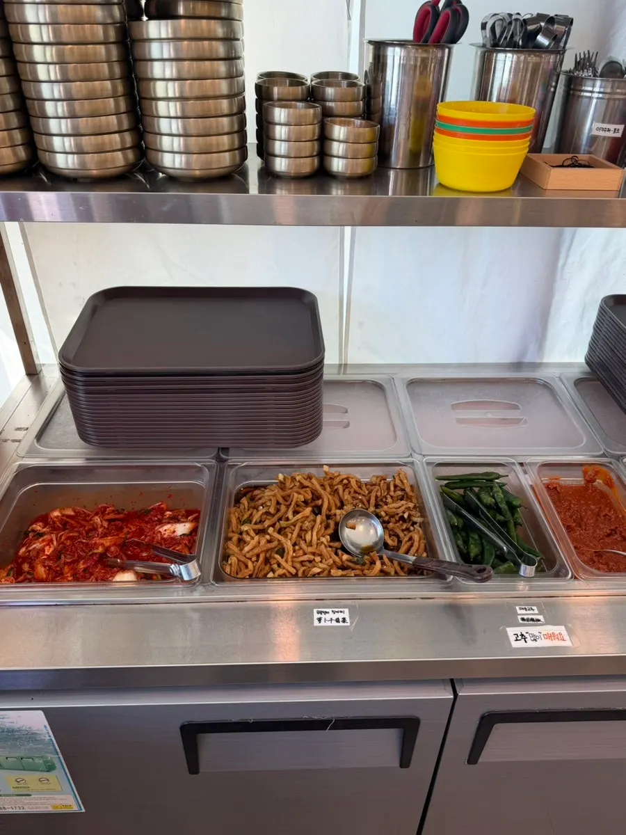 Pickled radish strips at the self-serve bar