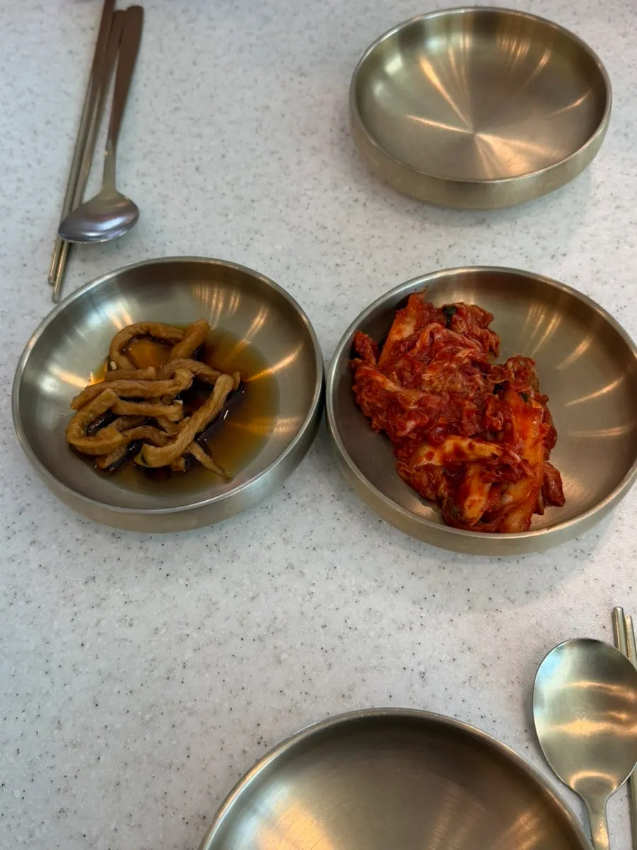 Napa cabbage kimchi at the self-serve bar