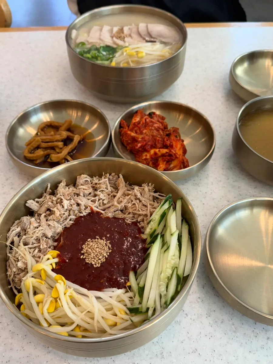 Basic side dishes plated at the table