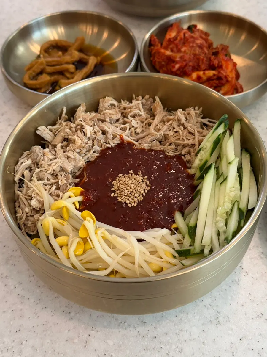 Neatly plated noodles at Handam Guksu