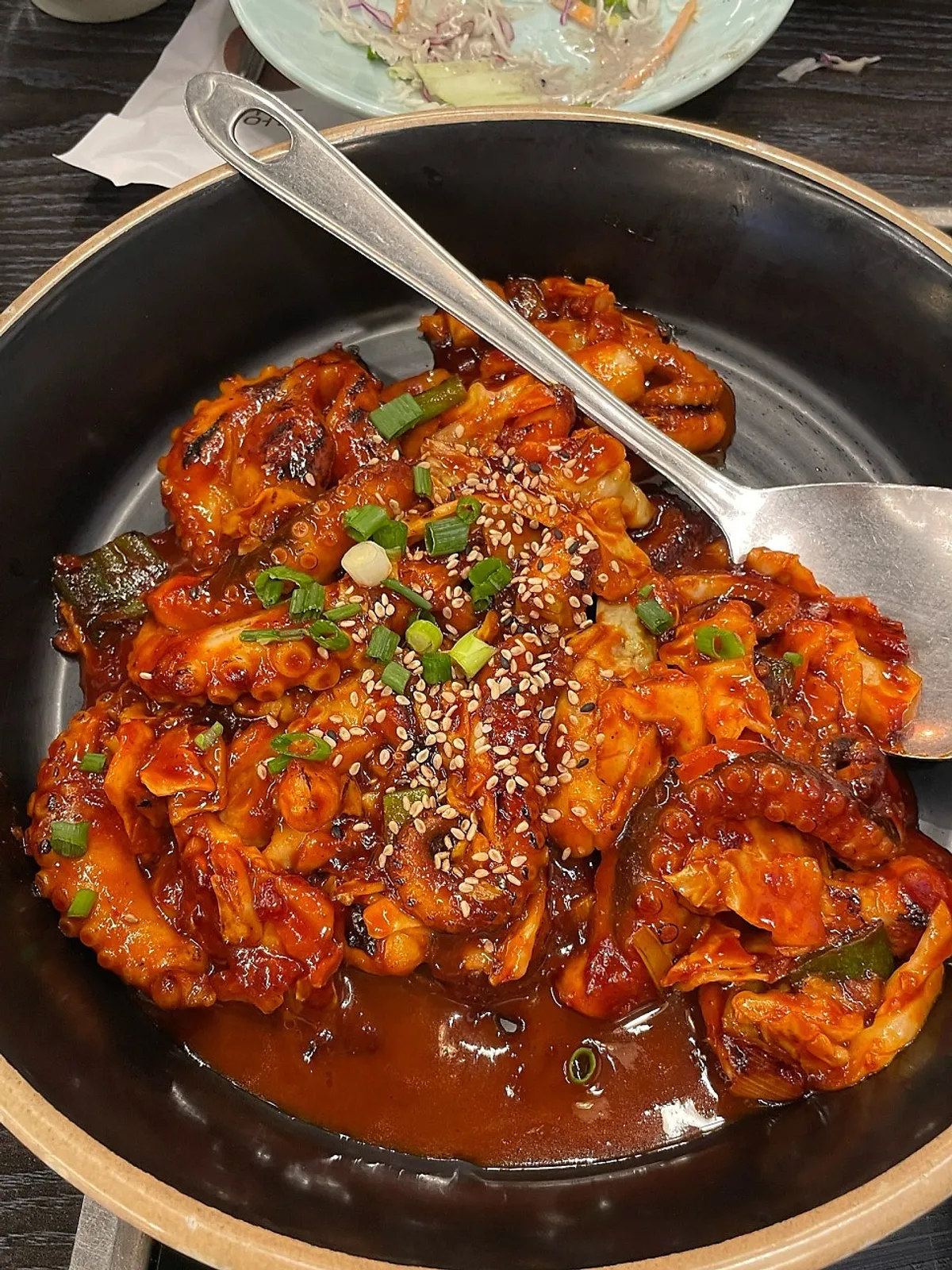 Warm hot pot rice topped with sweet pumpkin