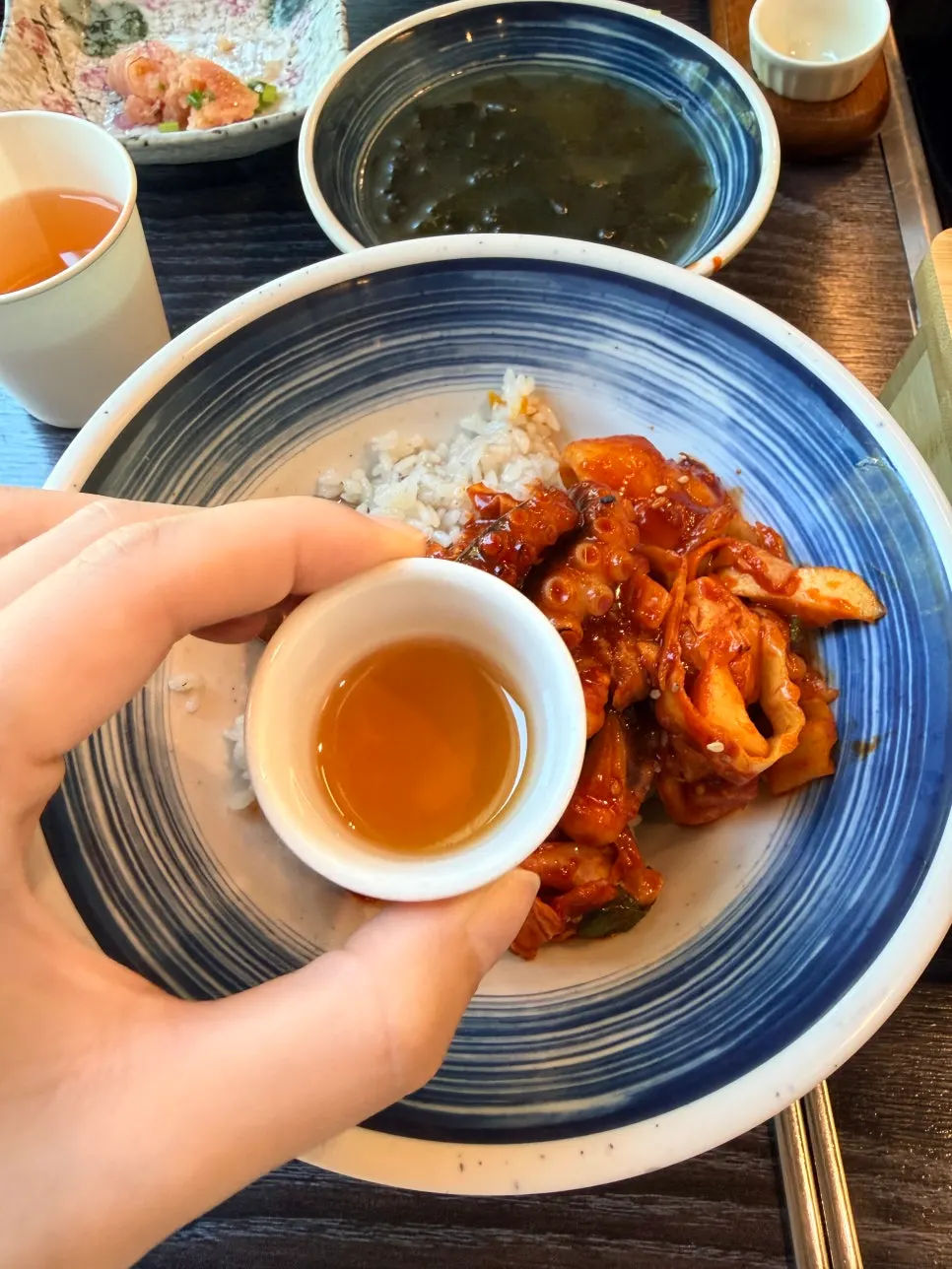 Stone-pot rice served with jjukkumi