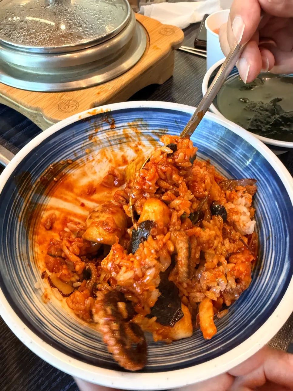 Jjukkumi rice mixed with perilla oil