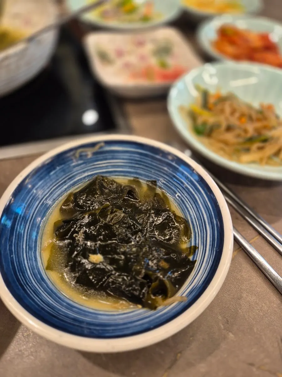 Seaweed soup the kid ate mixed with rice