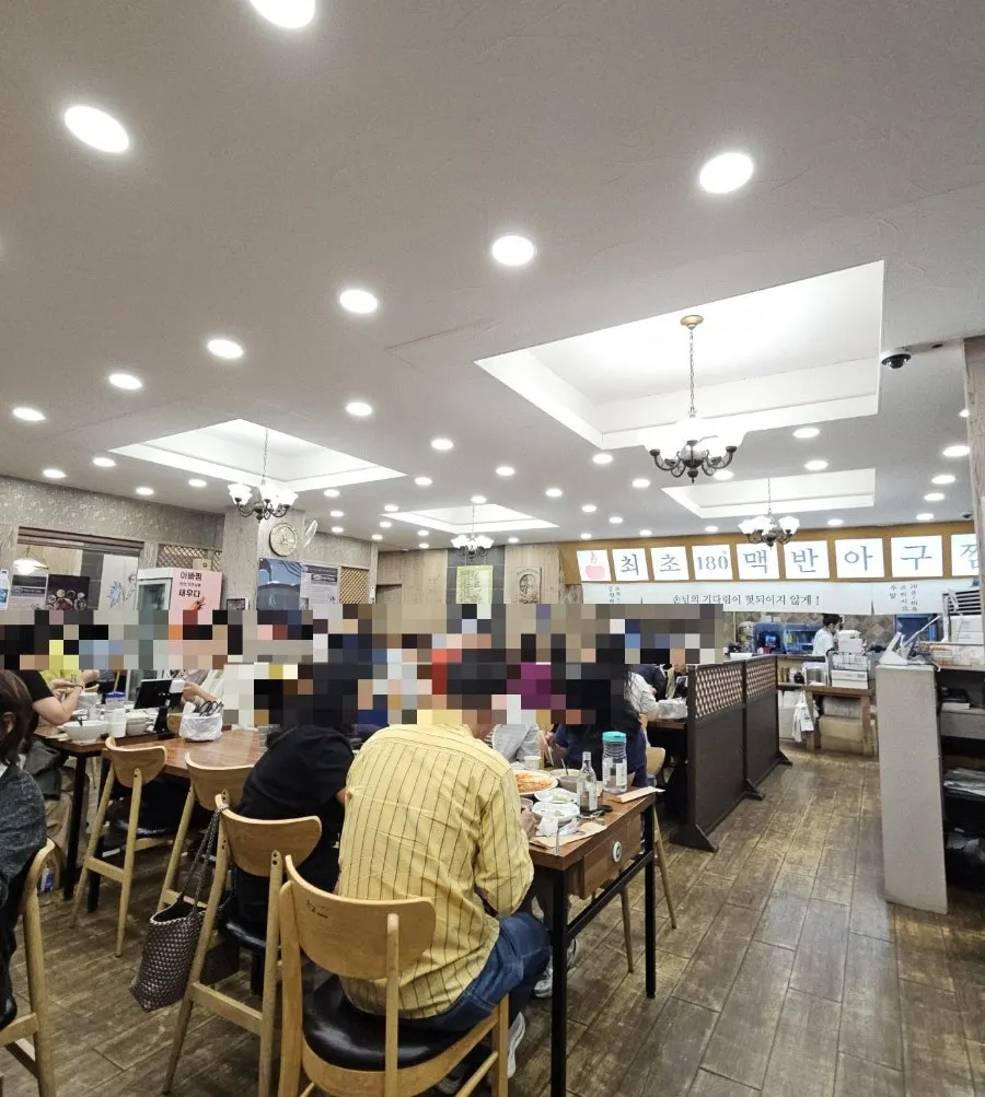 Restaurant interior packed with customers on a Friday evening