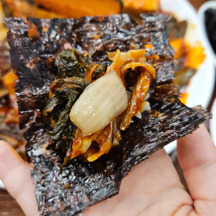 Banchan served to balance the spicy main dish