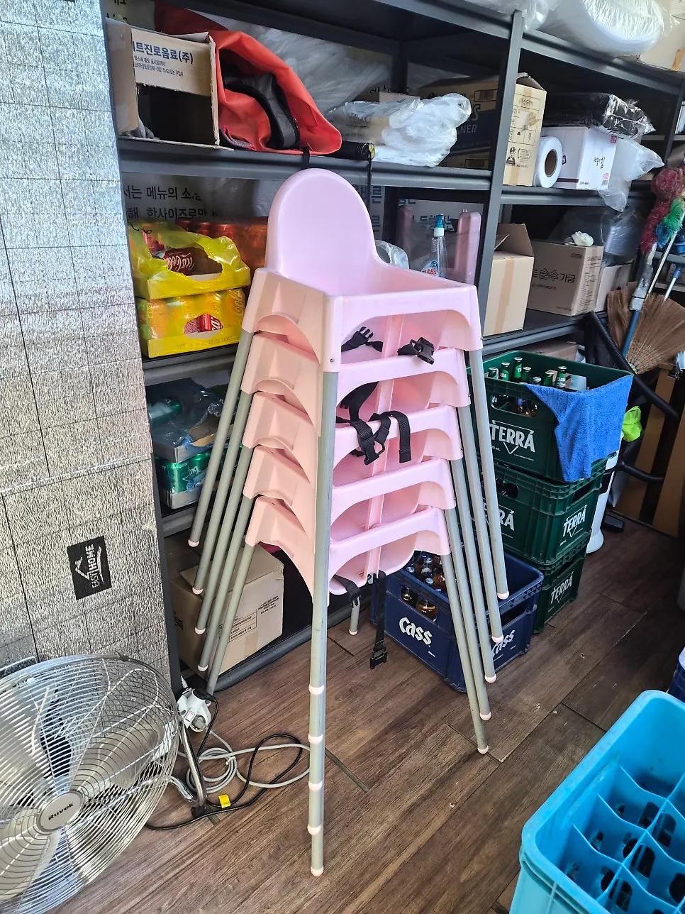 Baby chair set up at the entrance of Appa Jjim Main Branch