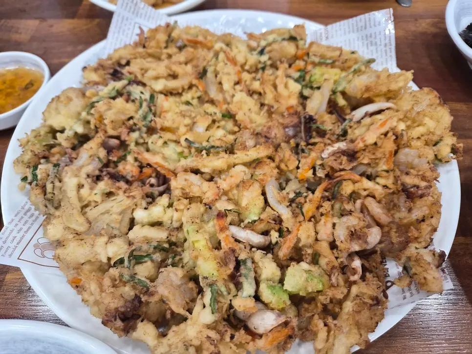 Large crispy seafood pancake