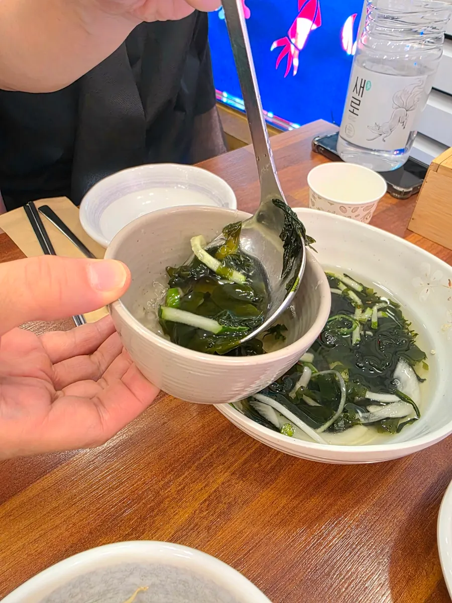 Cold cucumber soup enjoyed while waiting for the main dish