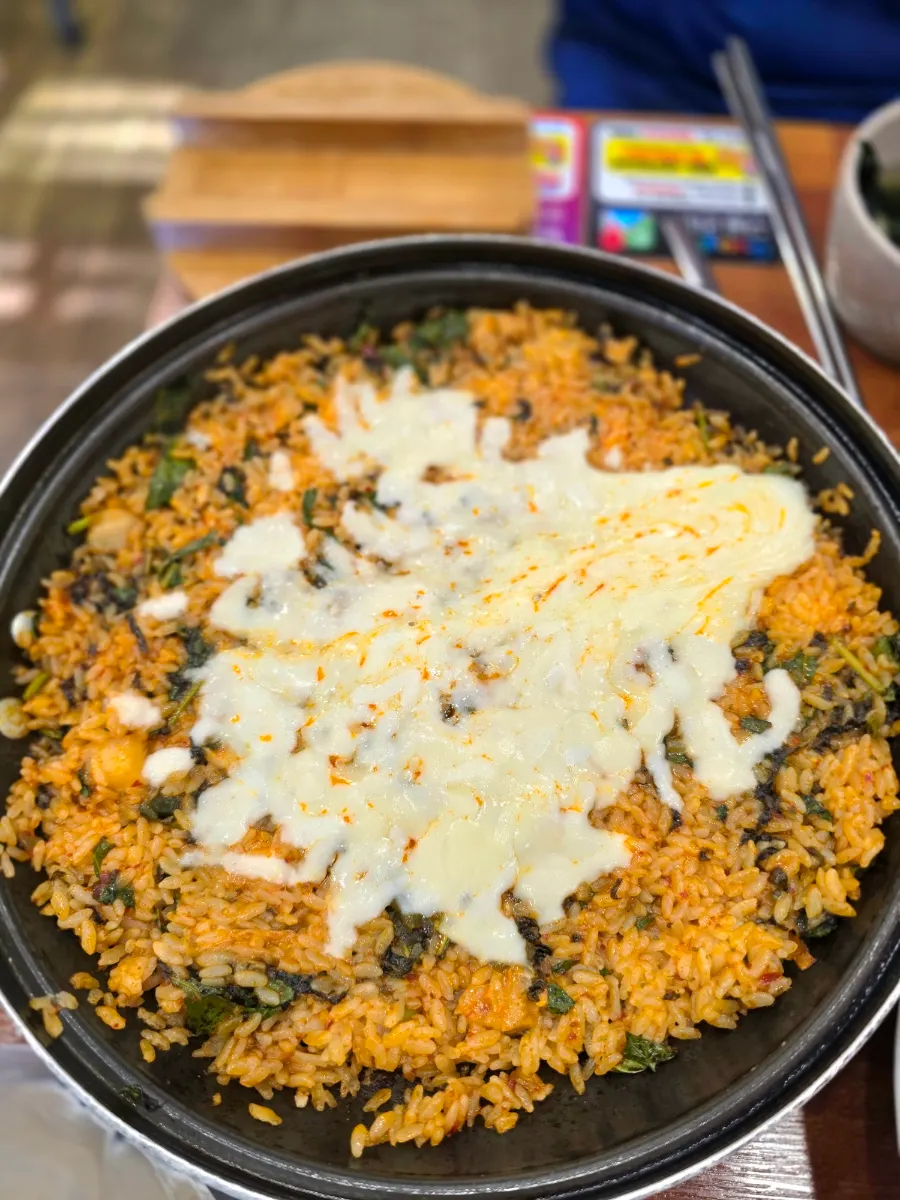 Cheese fried rice piled high with cheese