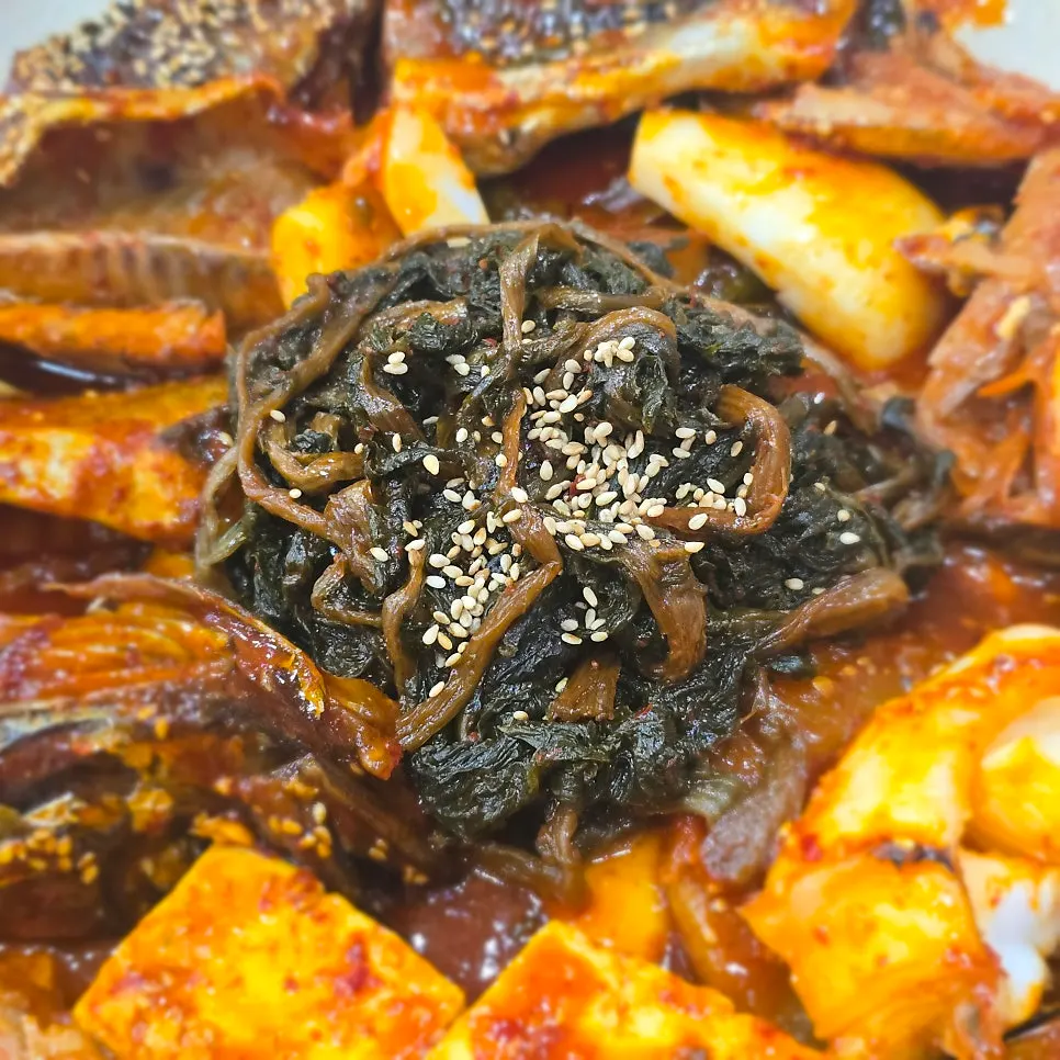 Close-up of braised pollock flesh