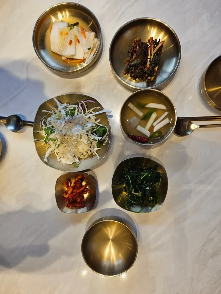 Plate of basic side dishes served first