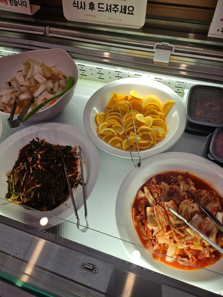 Variety of side dishes at the self-serve bar