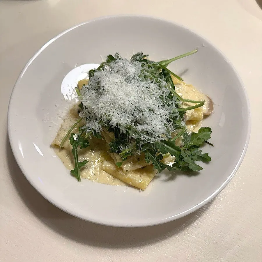A plate of Truffle Mushroom Short Pasta