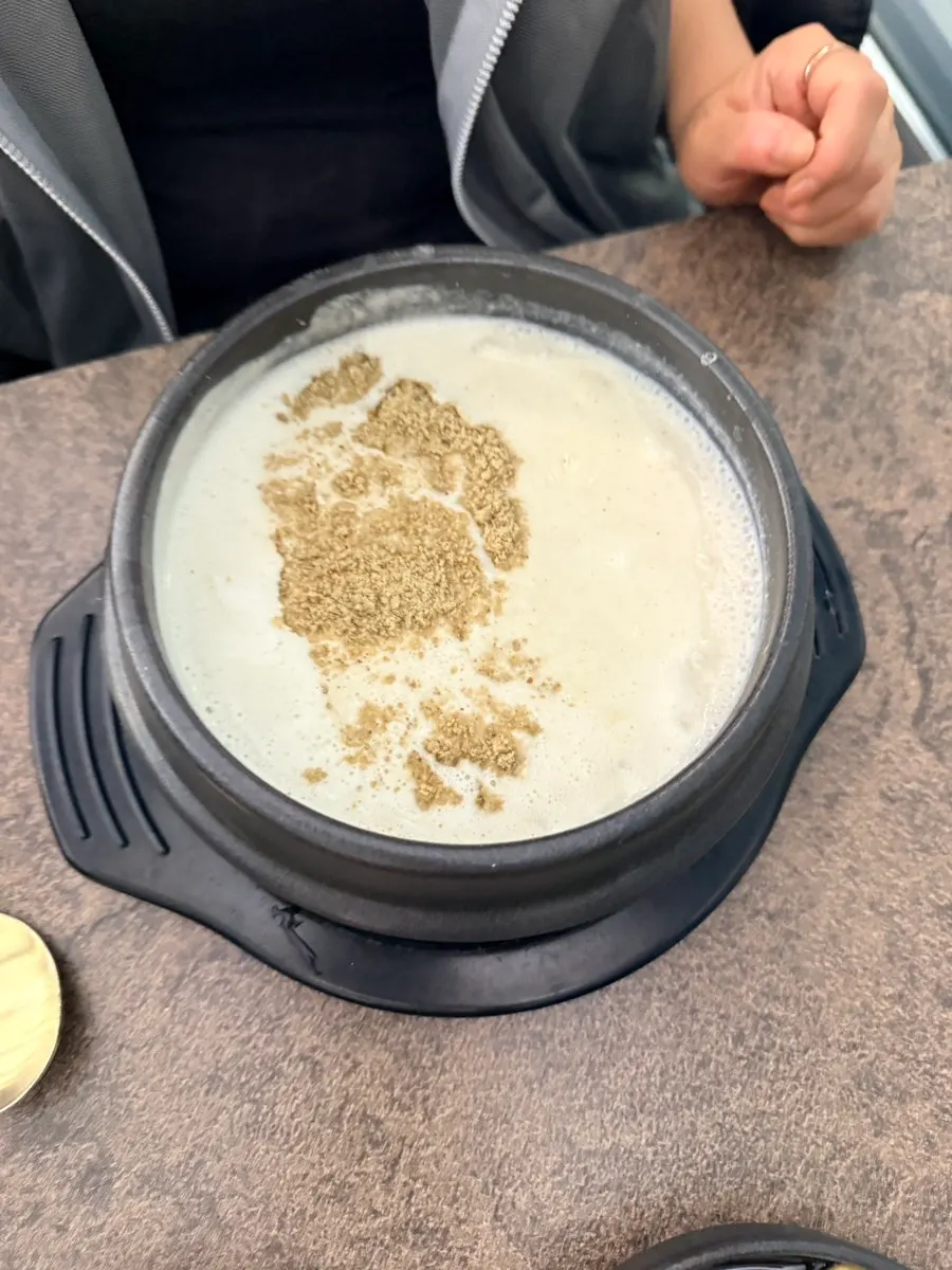 Comparing two types of samgyetang at Baekheukdam