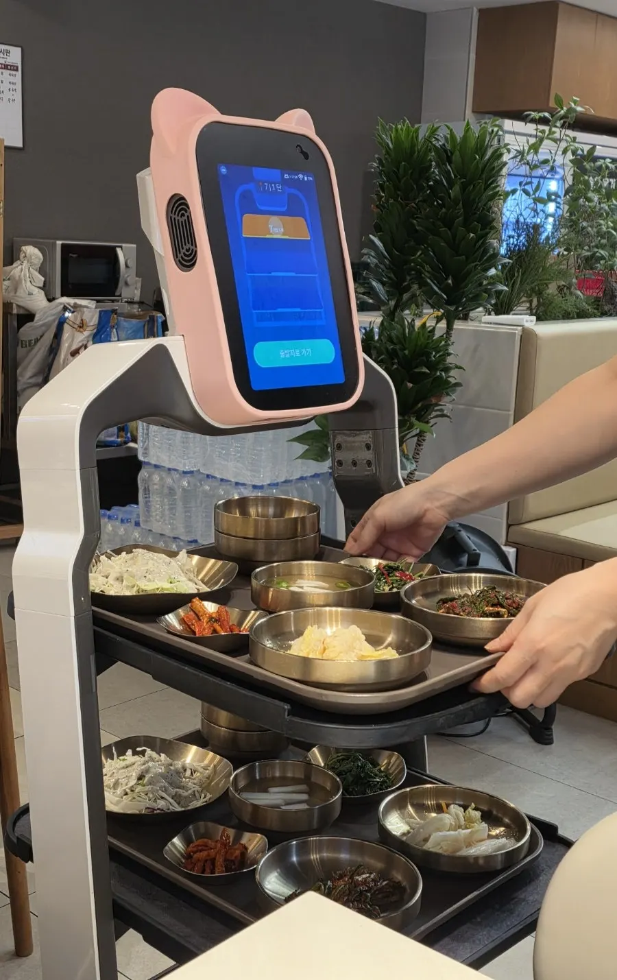 Serving robot bringing side dishes