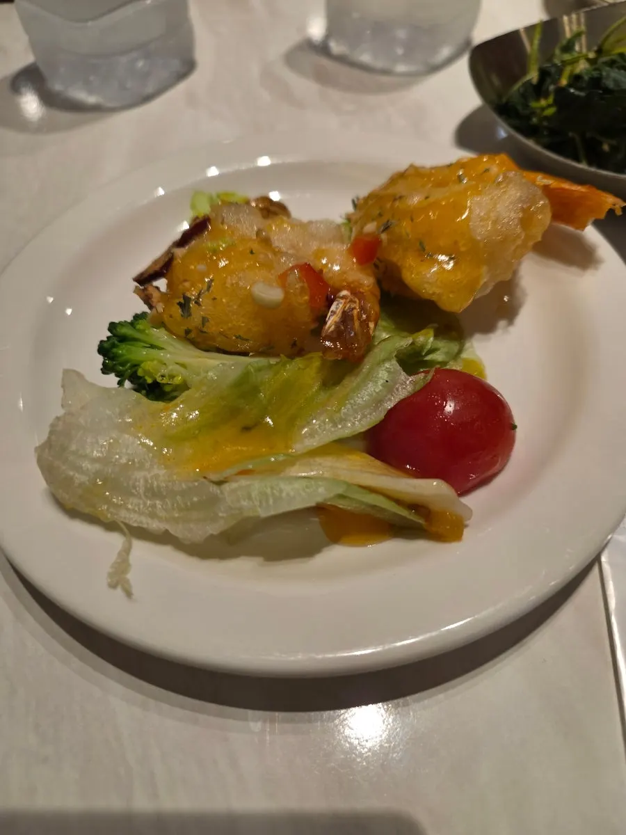 Close-up of shrimp coated in chili sauce
