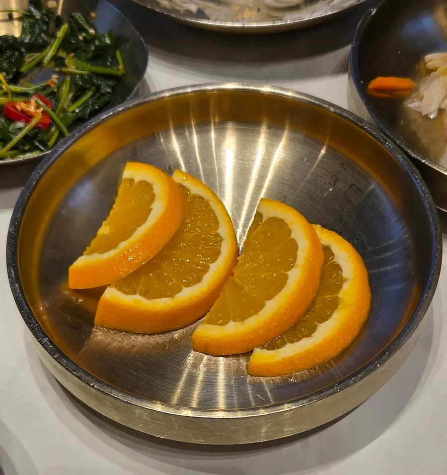 Oranges served after the meal
