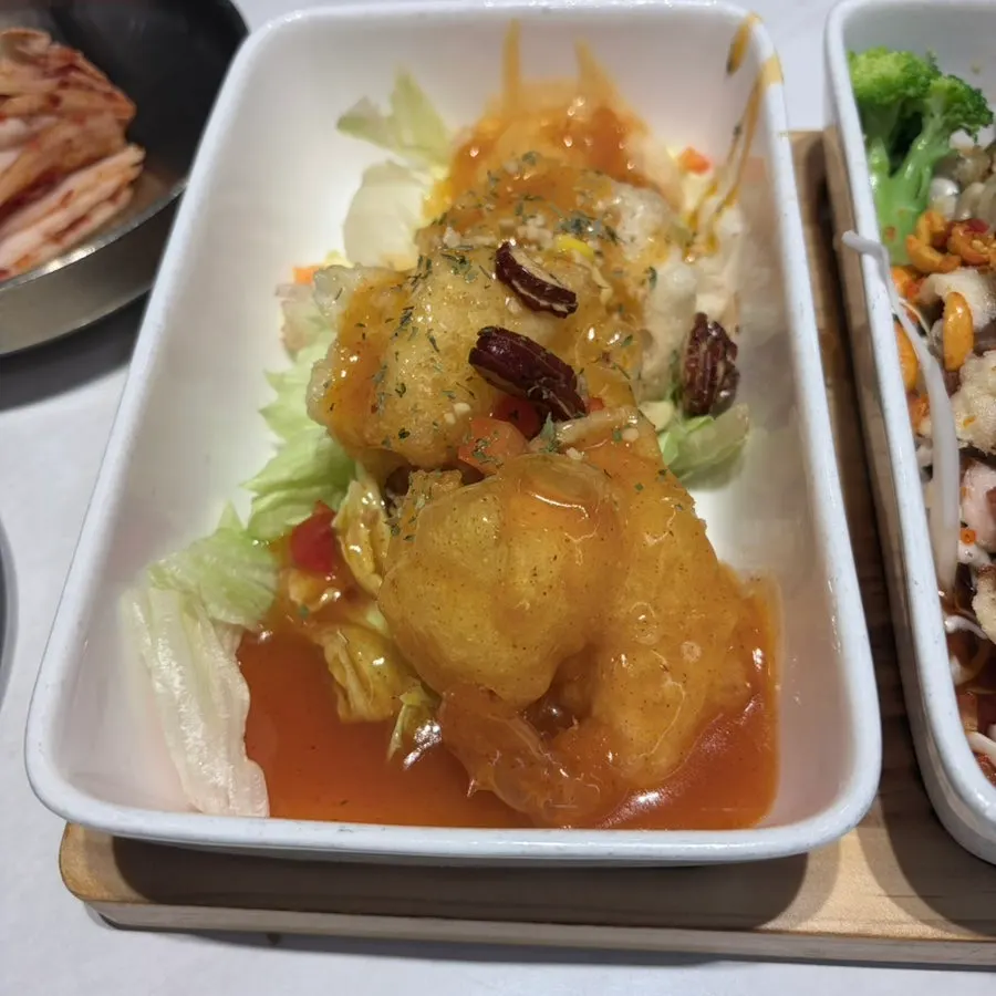 A plate of chili shrimp