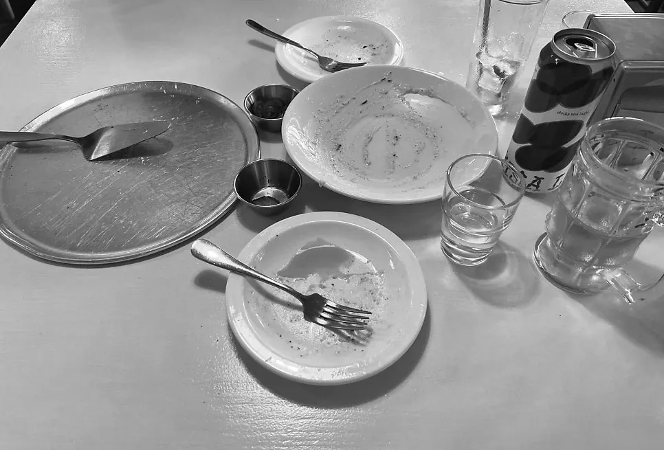 Empty plates after finishing the meal