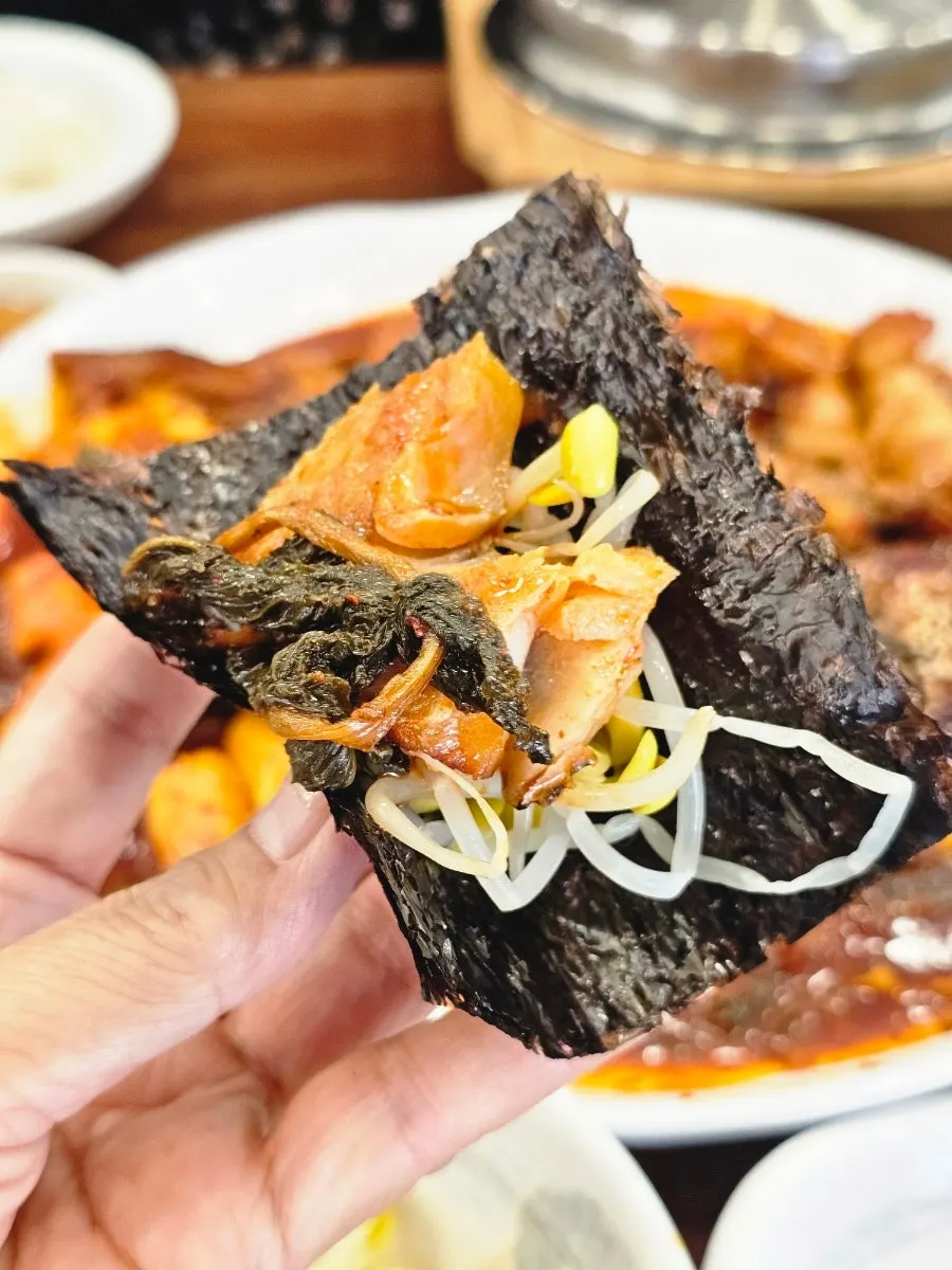 Braised radish, tofu, and rice cake inside the braised pollock dish