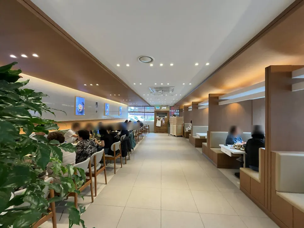 Restaurant interior with wide spacing between tables