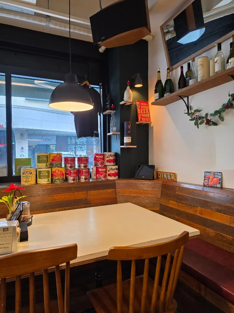 View of the dining hall seating at The Pizzeria Market