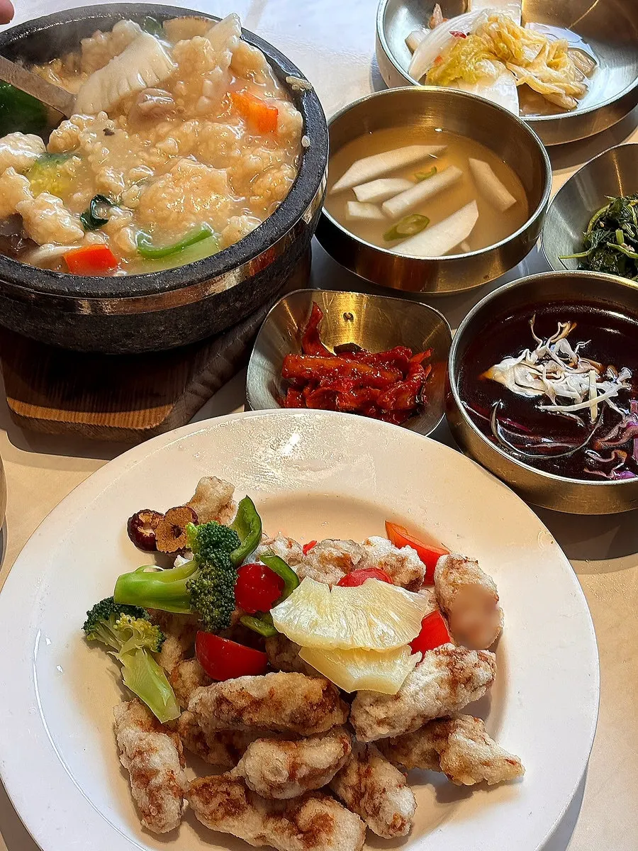 Seafood nurungjitang packed with generous chunks of seafood