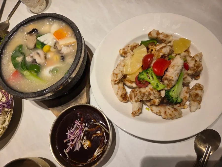 찹쌀옷 입힌 탕수육 단면