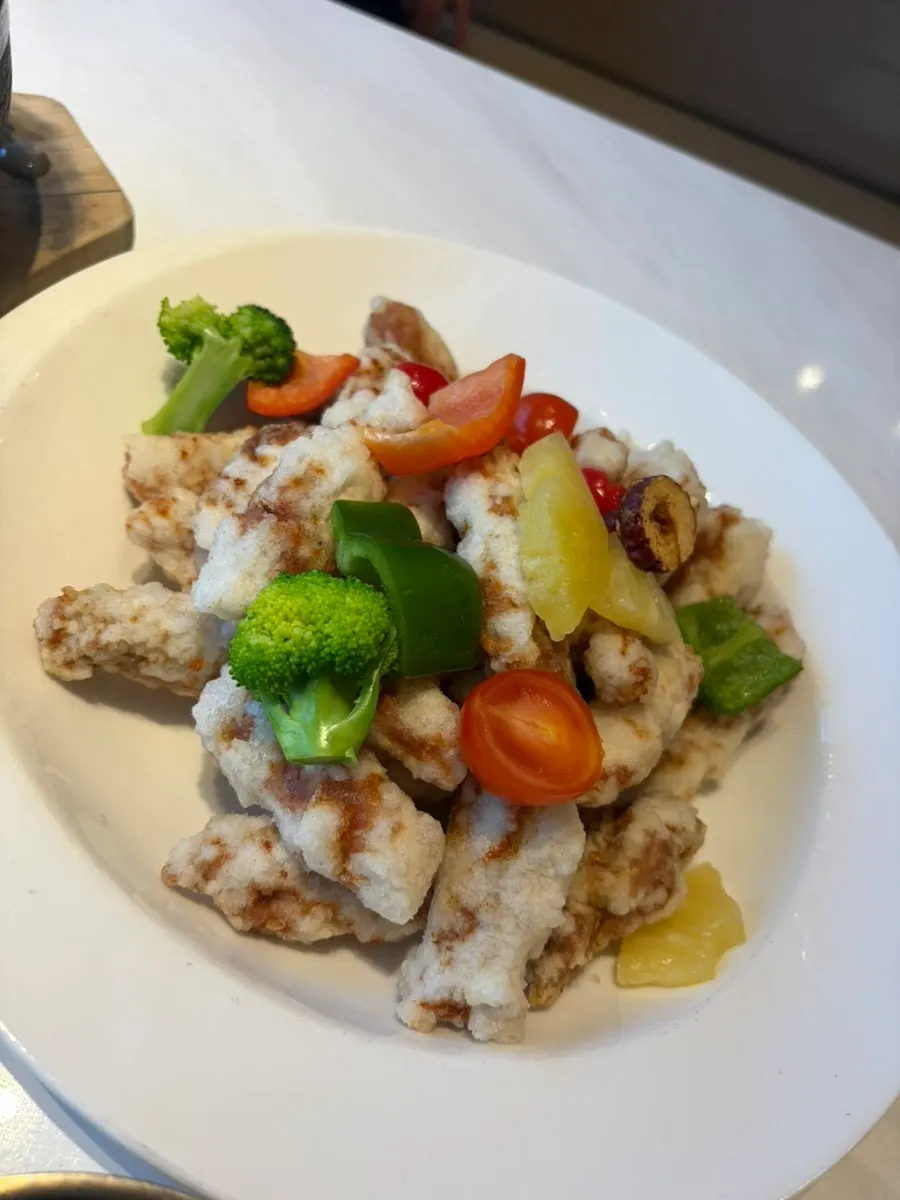 Fresh tenderloin glutinous rice tangsuyuk served on a plate