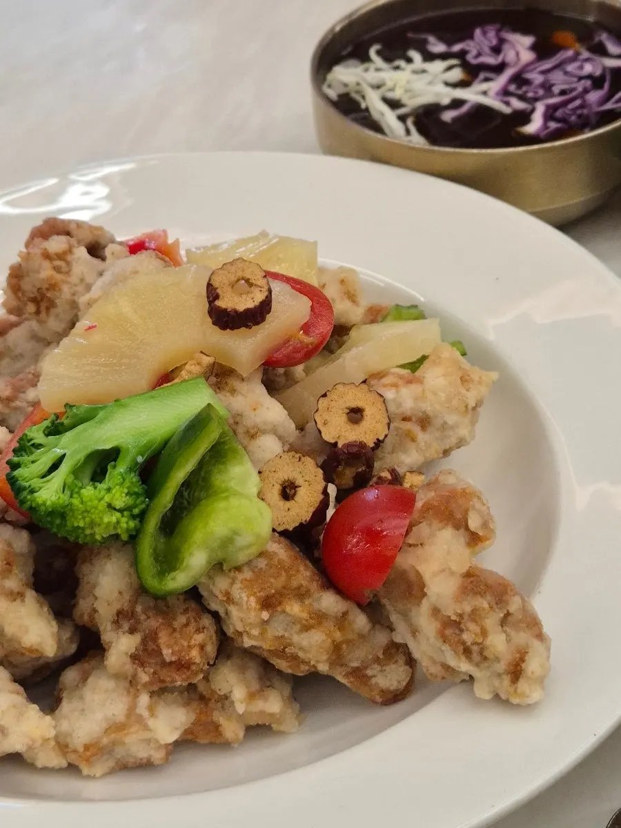 Fresh tenderloin tangsuyuk served on a plate