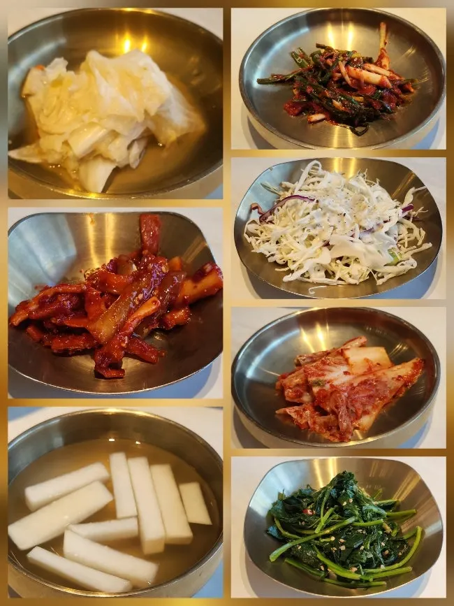 Neatly arranged full spread of side dishes