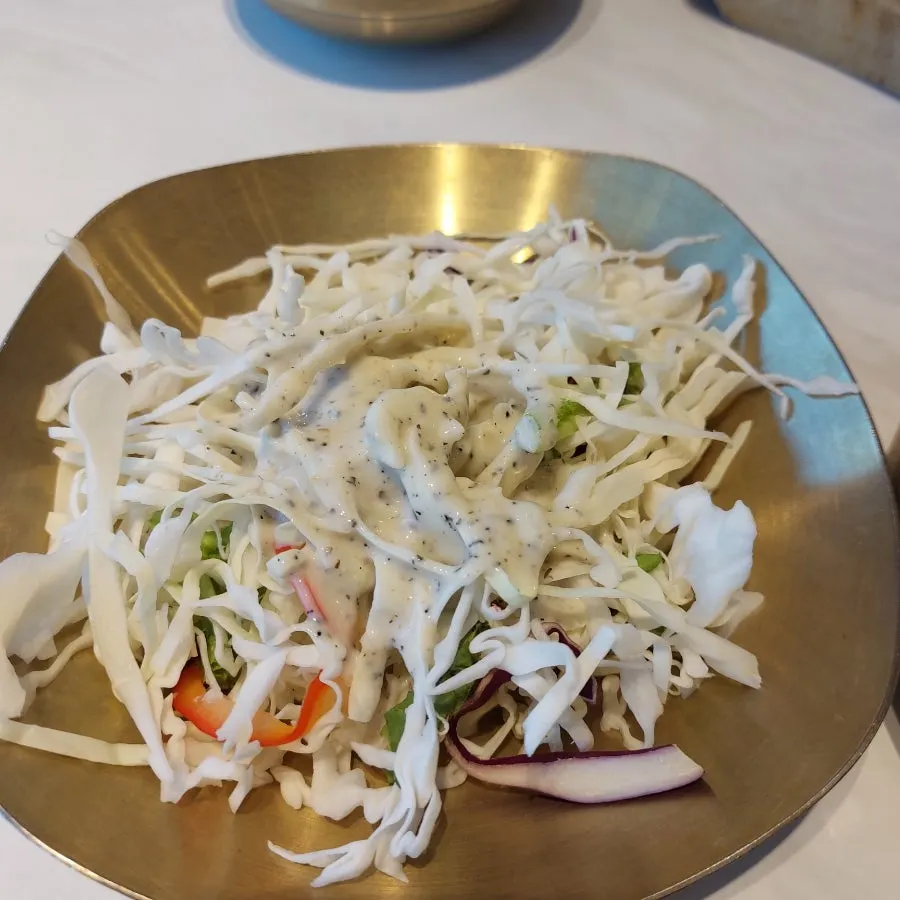 Cabbage salad with black sesame dressing