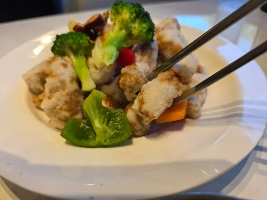 A generous plate of mini fresh-tenderloin sweet and sour pork