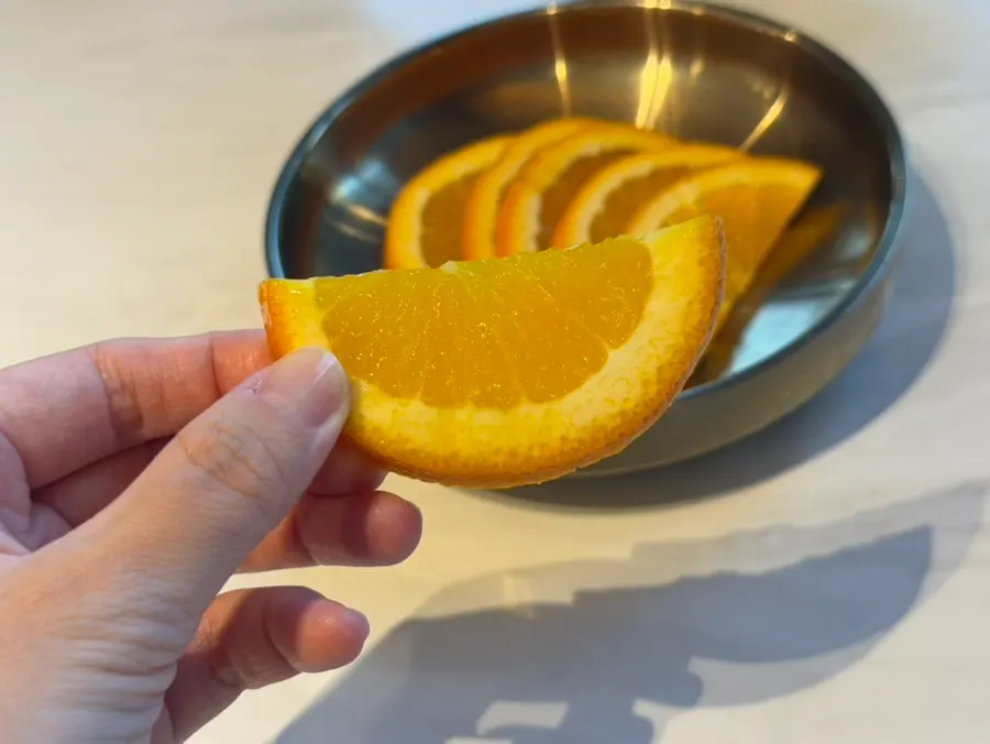 Oranges from the self-serve bar eaten for dessert