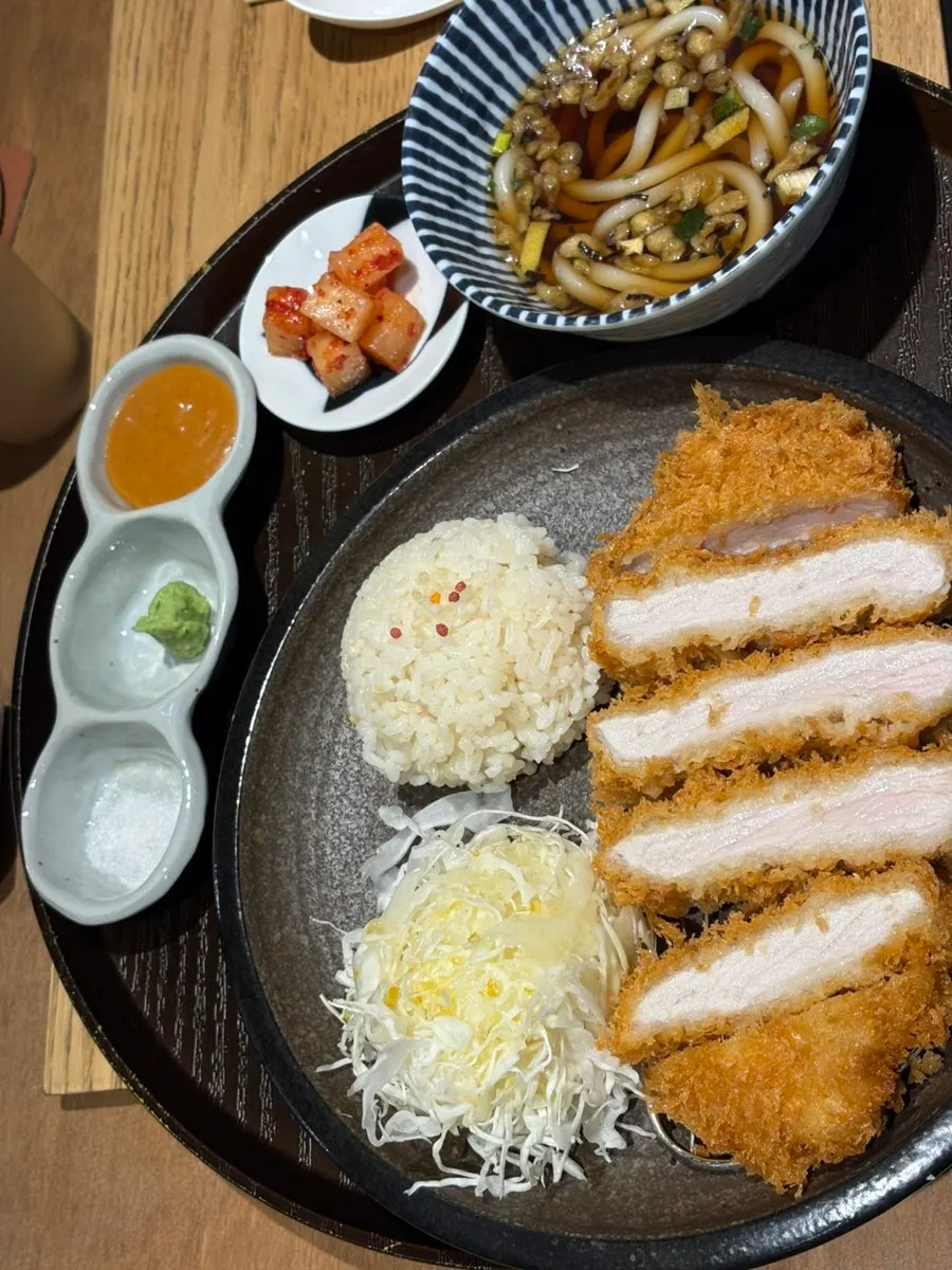 Menji's handmade pork loin tonkatsu table setting